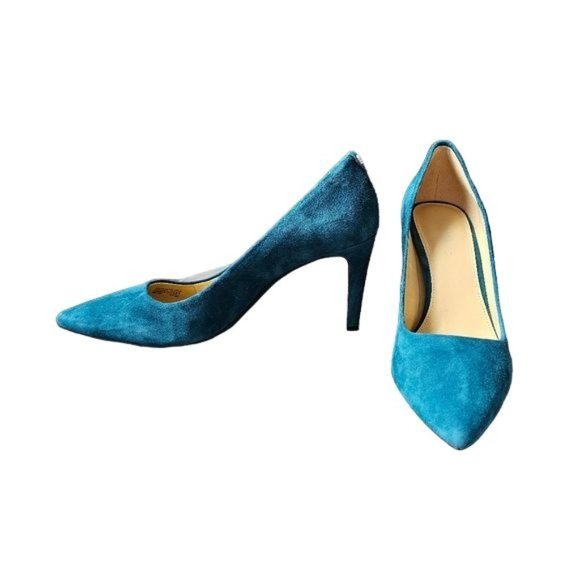 Michael Khors blue suede slip on heels - Picture 1 of 11